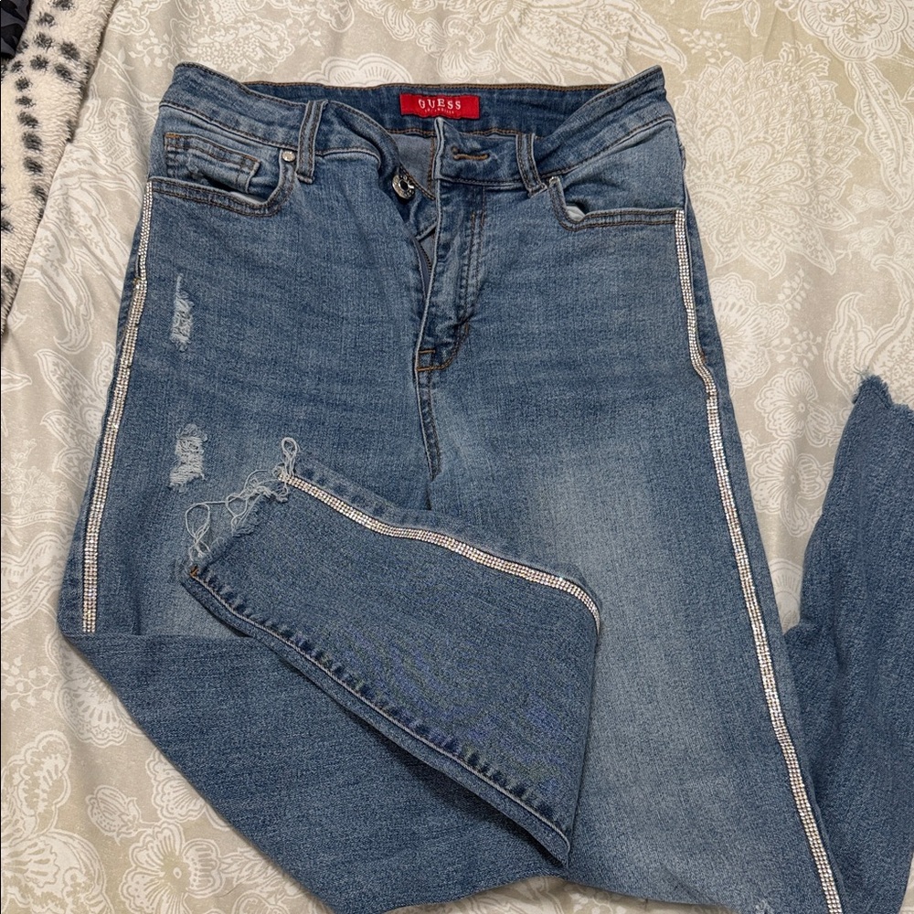 GUESS Denim Skinny Jeans with Side Stripes